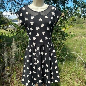 LC Lauren Conrad Black Dress with White Heart Design